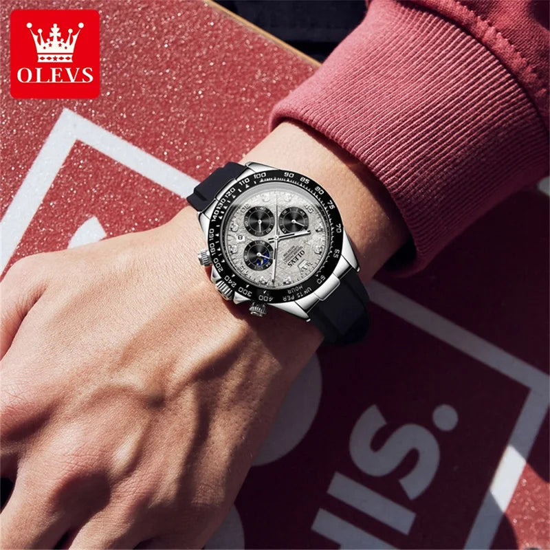 OLEVS Luxury Men Chronograph Wrist Watch Luminous Clock
