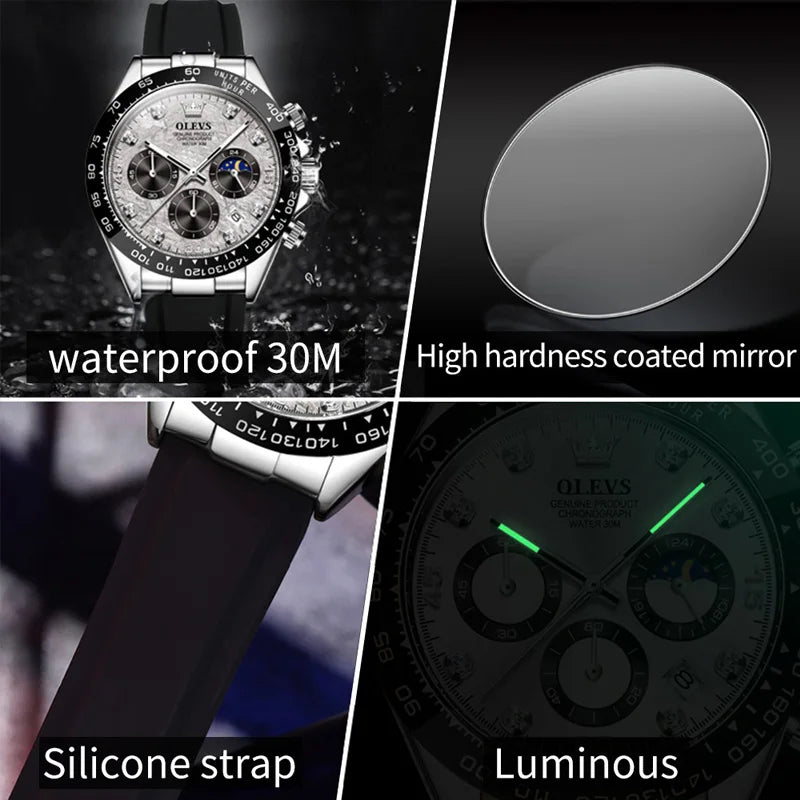 OLEVS Luxury Men Chronograph Wrist Watch Luminous Clock