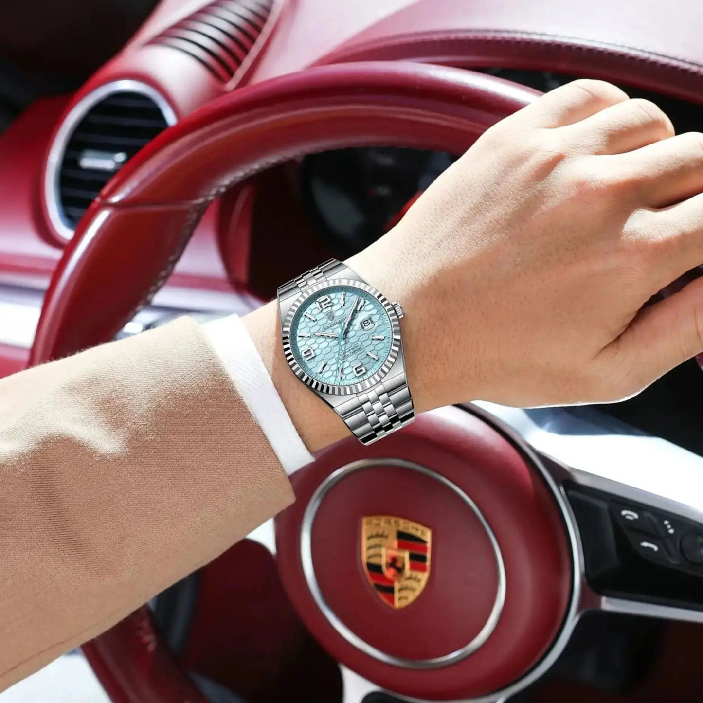 POEDAGAR  Men Clock Waterproof Luminous Date