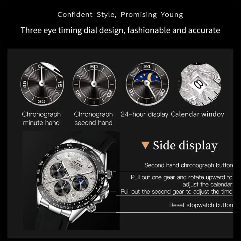 OLEVS Luxury Men Chronograph Wrist Watch Luminous Clock