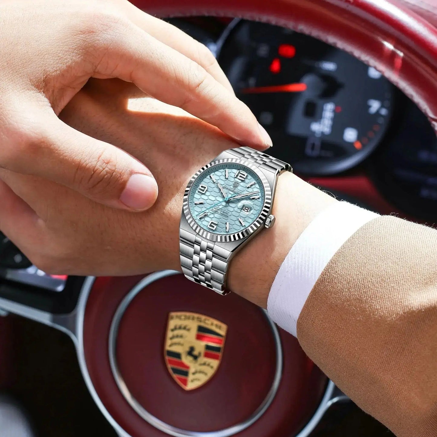 POEDAGAR  Men Clock Waterproof Luminous Date