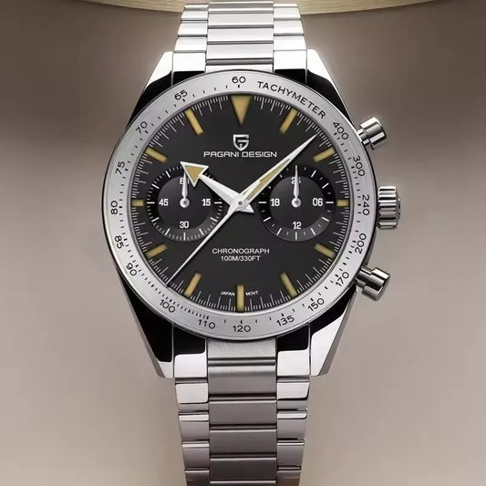 PAGANI DESIGN New 2025 Retro Luminous Moon Watch men Quartz speed Sport Chronograph AR Sapphire mirror VK64 Steel Men's Watches