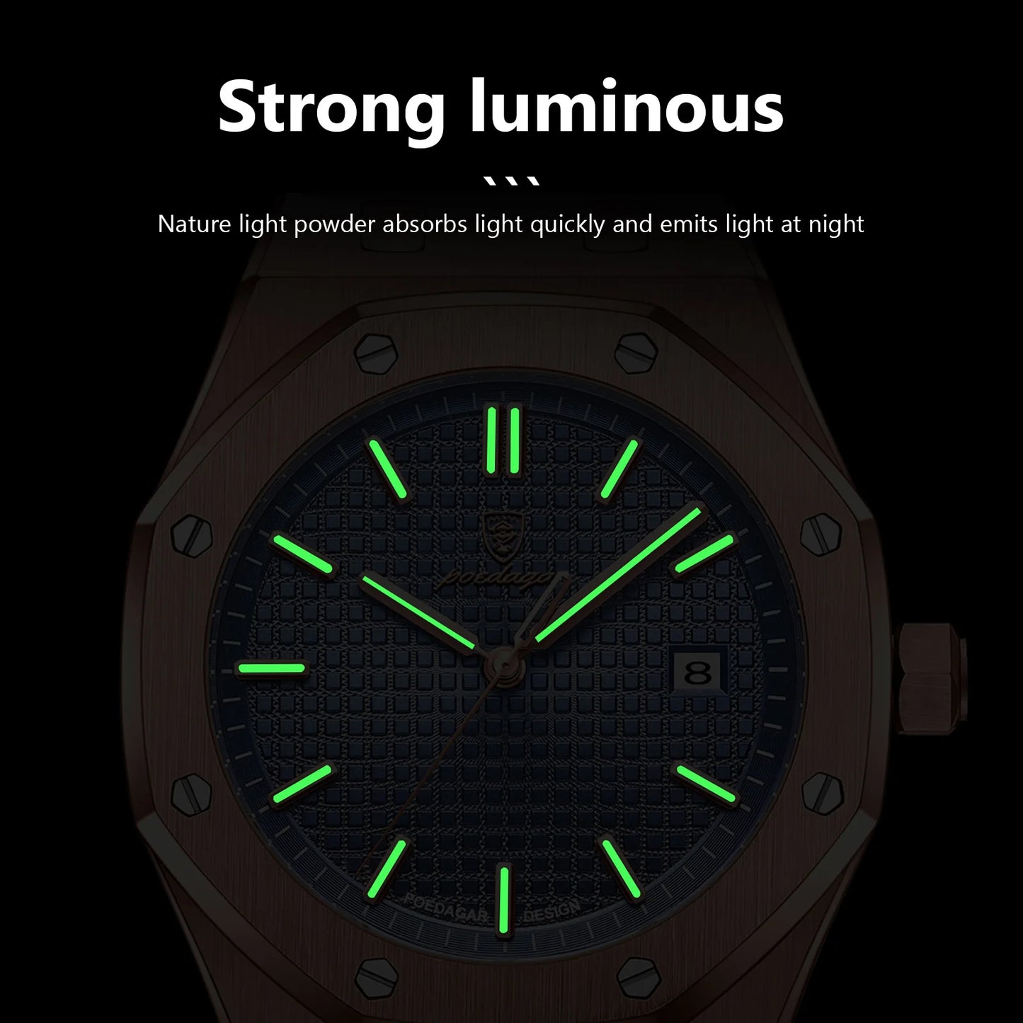 POEDAGAR Luxury Business Man Wristwatch Waterproof Luminous Date Men Watch Stainless Steel Fashion Quartz Watches For Men Reloj