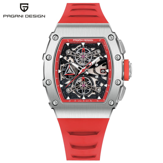 Pagani Design 2023 Nieuwe 40 Mm Vat Hollow Fashion Casual Heren Quartz Horloges Saffierglas Quartz Horloges Chronograaf Klok