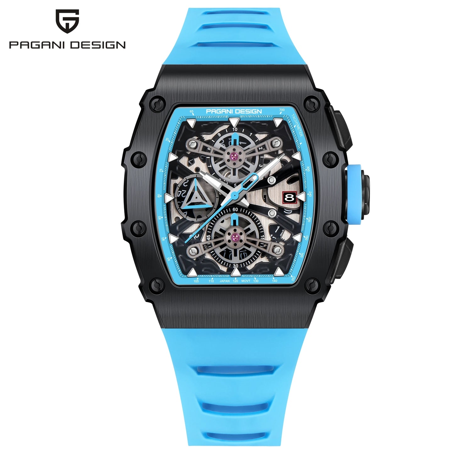 Pagani Design 2023 Nieuwe 40 Mm Vat Hollow Fashion Casual Heren Quartz Horloges Saffierglas Quartz Horloges Chronograaf Klok