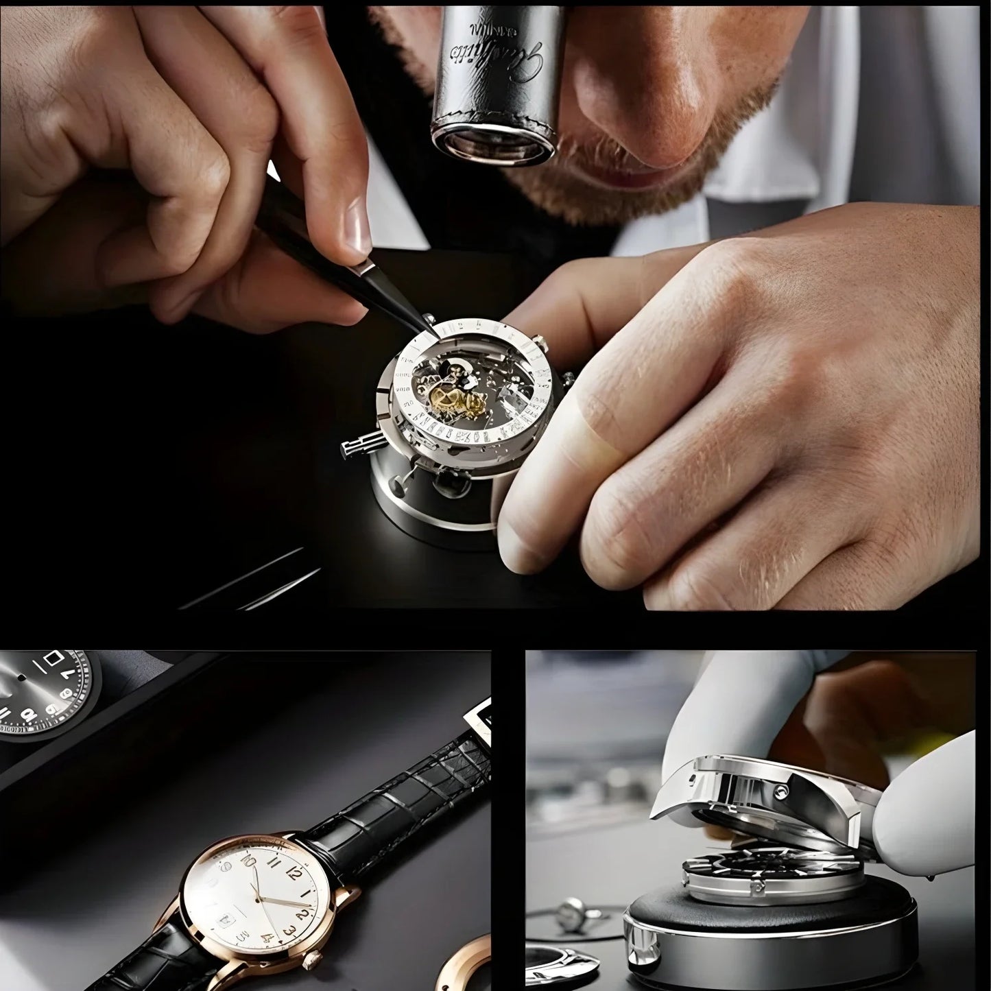 TimeKey-Fashion Classic Mechanical Style Stainless Steel Buckle Skeleton Dial Screw Crown Luminous Men's Quartz Watch