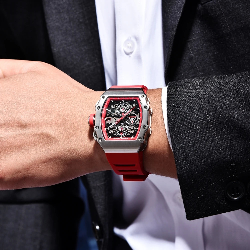 Pagani Design 2023 Nieuwe 40 Mm Vat Hollow Fashion Casual Heren Quartz Horloges Saffierglas Quartz Horloges Chronograaf Klok