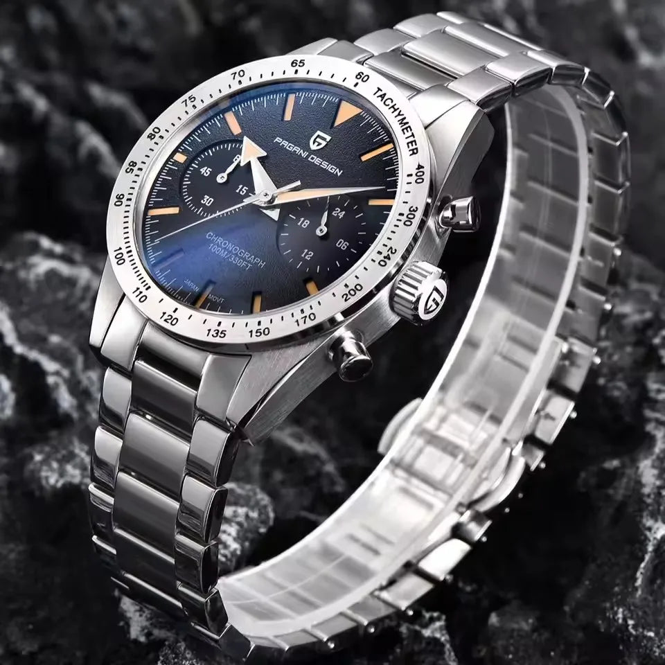PAGANI DESIGN New 2025 Retro Luminous Moon Watch men Quartz speed Sport Chronograph AR Sapphire mirror VK64 Steel Men's Watches
