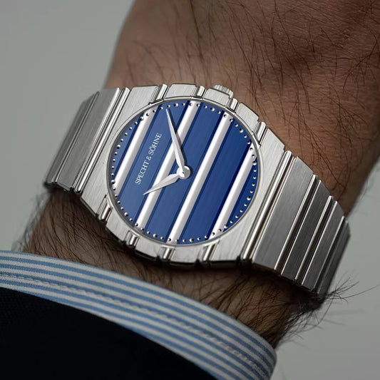 2025 Ultradunne 37 MM heren Quartz Horloge Mode Blauwe Kleur Rvs Horloge Saffierkristal 50 M Waterdicht